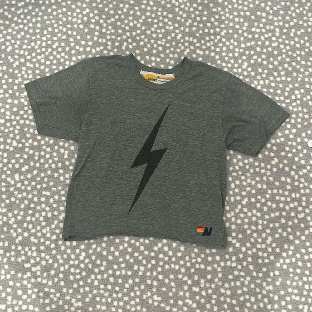 aviator nation heather grey lightning bolt women’s t-shirt